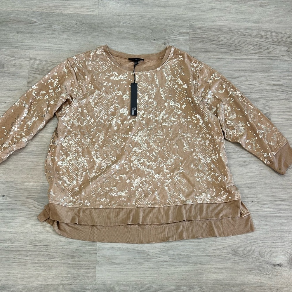 NWT - JANE & DELANCEY Spackled Soft Brown Long Sleeve Crewneck Sweater. Size 2X